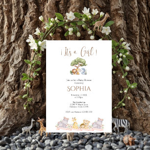 Safari-Baby-Shower-Einladung für Mädchen Einladung