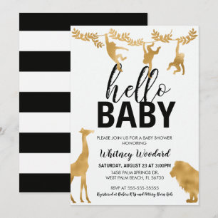 Safari Baby Shower Einladung Schwarz & Gold