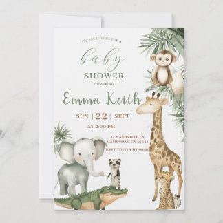 Safari-Baby-Shower-Einladung | Wilde Tiere Dschung Einladung