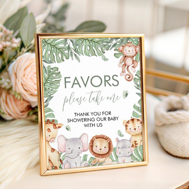 Safari Baby Shower Favors Sign Sockelschild (Von Creator hochgeladen)