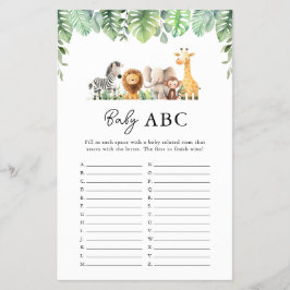 Safari Baby Shower Game - Baby ABC Flyer