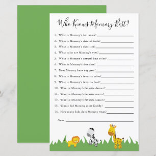 Safari Baby Shower Game, das Mommy Best kennt