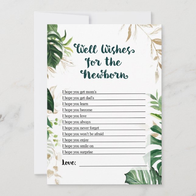 Safari Baby Shower Game - Gut Wünsche für Neugebor Einladung (Vorderseite)