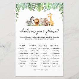 Safari Baby Shower Game - Was ist auf Ihrem Telefo Flyer
