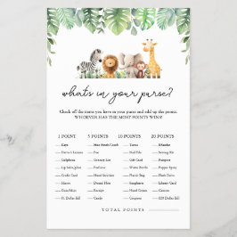 Safari Baby Shower Game - Was ist in Ihrer Tasche? Flyer