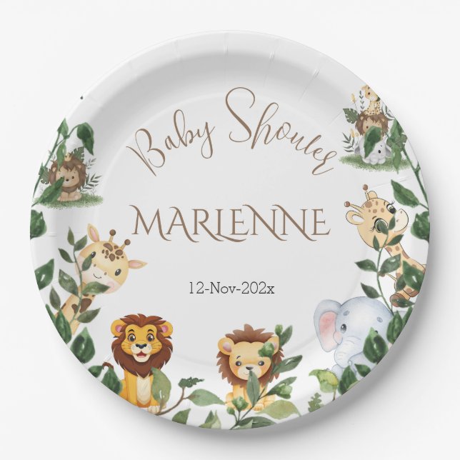 Safari Baby Shower Girl Paper Teller (Vorderseite)