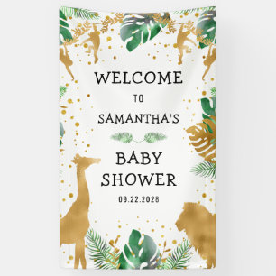 Safari Baby Shower Gold Green Willkommensbanner Banner