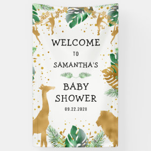 Safari-Baby-Shower Gold-Grün Begrüßungsbanner Banner