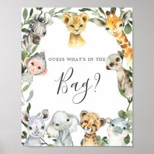 Safari Baby Shower Guess Was ist im Bag Game? Poster