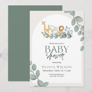 Safari Baby Shower Invite, Greenery Jungle Neutral Einladung