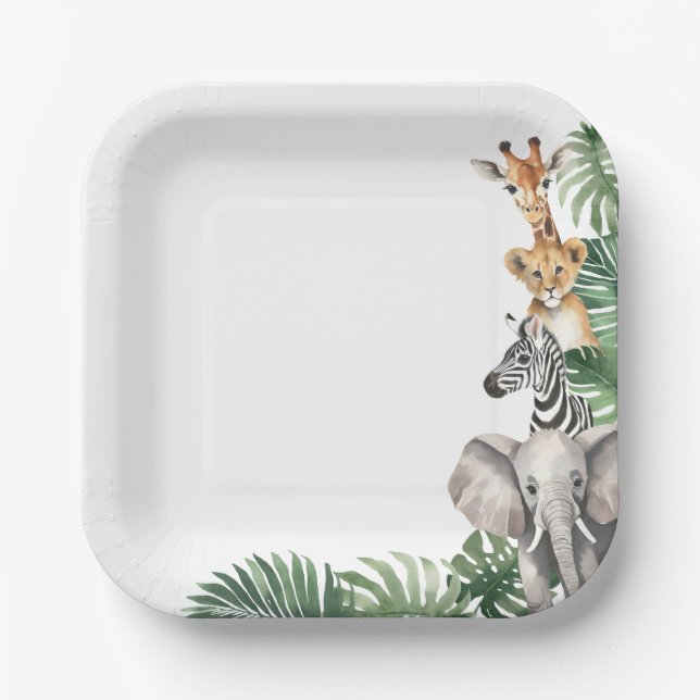 Safari Baby Shower Pappteller (Vorderseite)