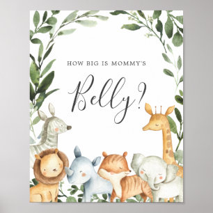 Safari Baby Shower rät wie groß der Mama's Bauch i Poster