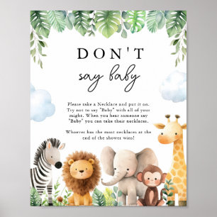 Safari Baby Shower Say Baby Game nicht Poster