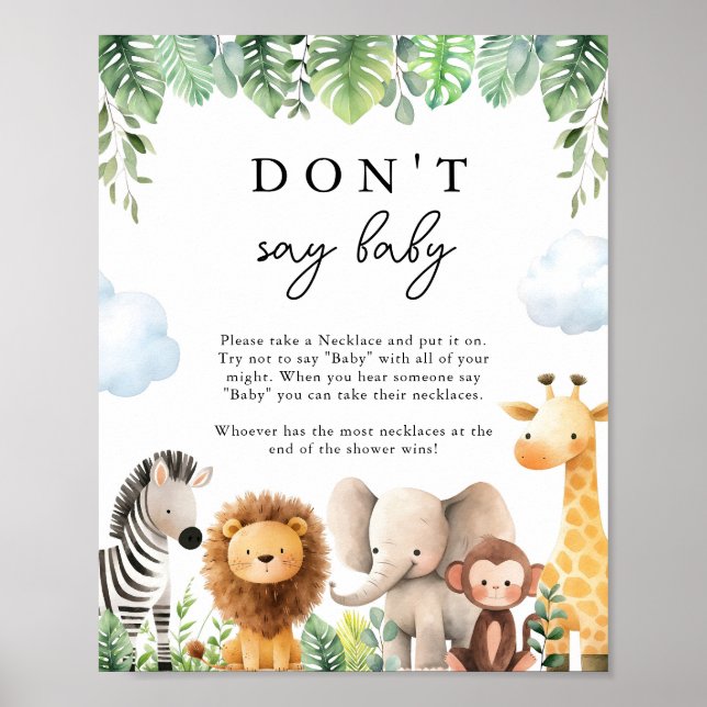 Safari Baby Shower Say Baby Game nicht Poster (Vorne)