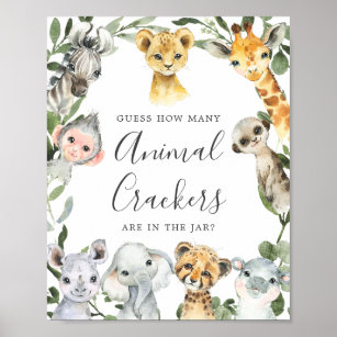 Safari Baby Shower schätzt, wie viele TierCracker Poster