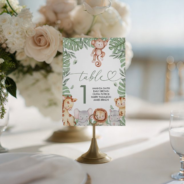 Safari Baby Shower Table Number Sockelschild (Von Creator hochgeladen)