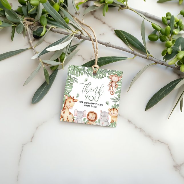 Safari Baby Shower Thank You Tag Geschenkanhänger (Von Creator hochgeladen)