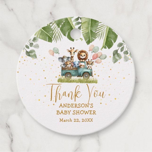 Safari Baby Shower Vielen Dank für Ihre Geschenke  Geschenkanhänger (Vorderseite)