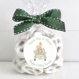 Safari Baby Shower Vielen Dank Runder Aufkleber