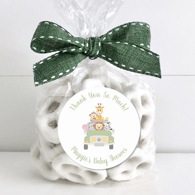 Safari Baby Shower Vielen Dank Runder Aufkleber (Von Creator hochgeladen)