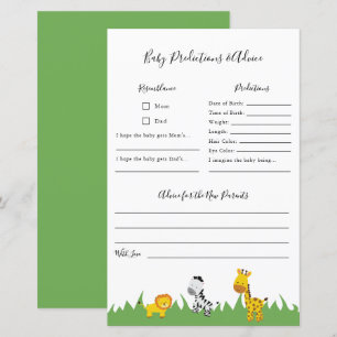 Safari Baby Shower Vorhersagen und Advice Game