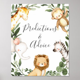 Safari Baby Shower Vorhersagen und Ratschläge Unte Poster
