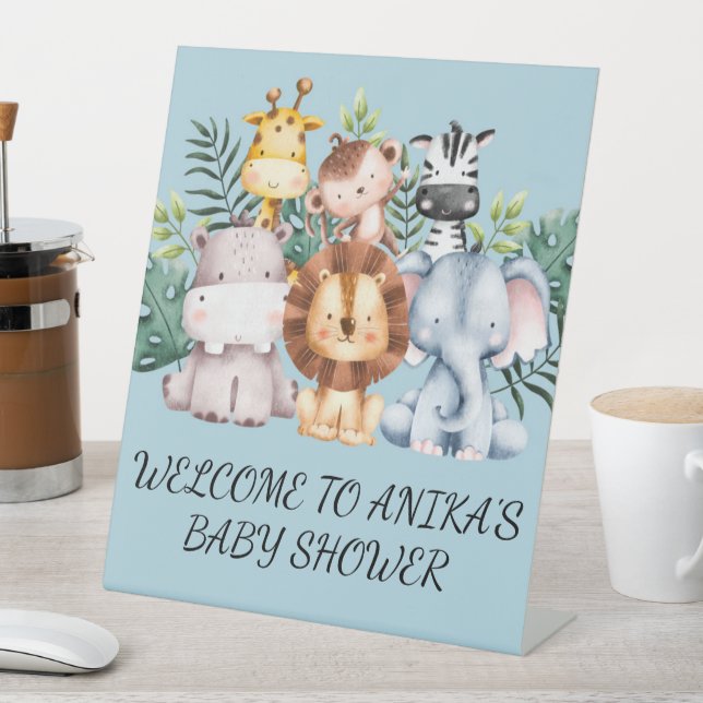 SAFARI BABY SHOWING EINLADUNG, HERUNTERLADbar Sockelschild (In Situ)