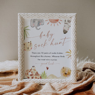 SAFARI Baby Sock Hunt Baby Showspielzeichen Poster