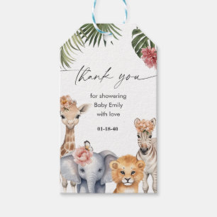 Safari-Baby-Tiere Baby Girl Shower Danke  Geschenkanhänger