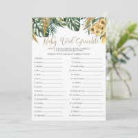 Safari Baby Word Scramble Baby Showspiel
