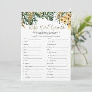 Safari Baby Word Scramble Baby Showspiel Einladung