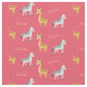 Safari Baby Zebras und Giraffen Individuelle Name Stoff