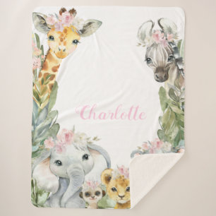 Safari-Babydecke für Mädchen Sherpadecke