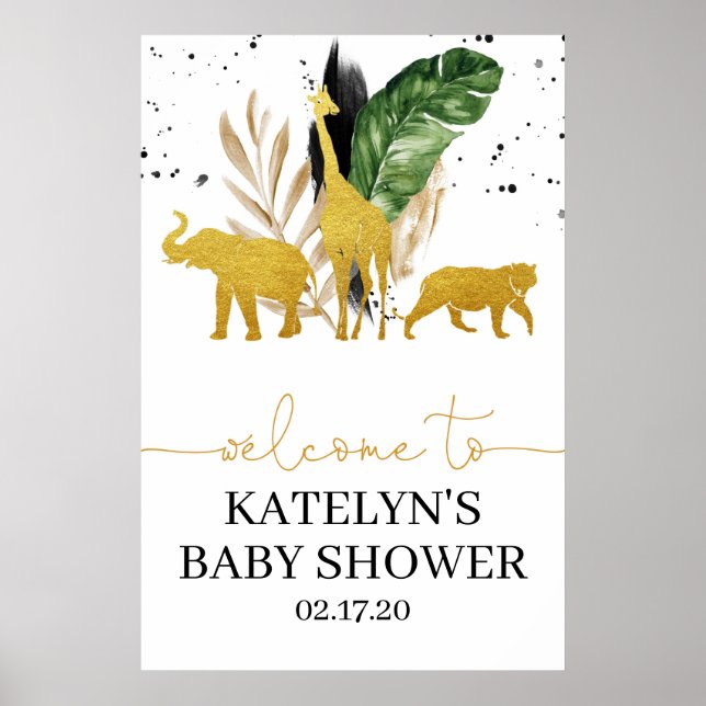 Safari Begrüßungszeichen für Babydusche oder Gebur Poster (Vorne)