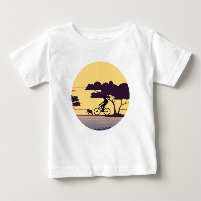 Safari Bike Ride bei Sonnenuntergang - Radfahrer u Baby T-shirt (Vorderseite)