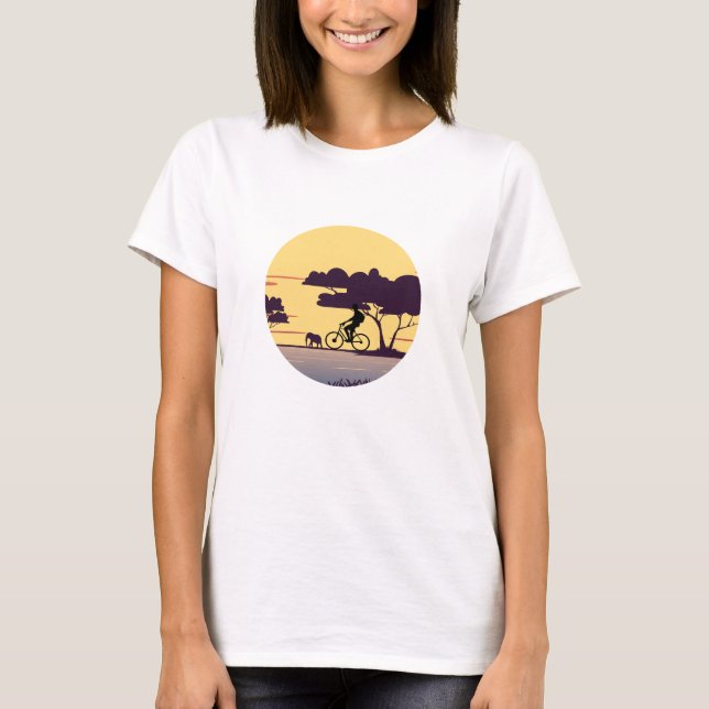 Safari Bike Ride bei Sonnenuntergang - Radfahrer u T-Shirt (Vorderseite)