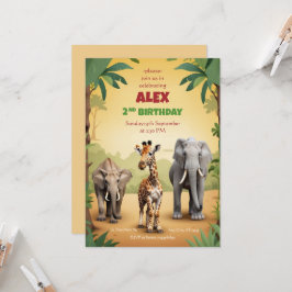 Safari Birthday Einladung Gold Jungle Tiere