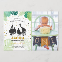Safari Birthday Invitation Zoo Wilde Jungtiere