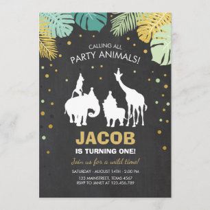 Safari Birthday Invitation Zoo Wilde Jungtiere Einladung