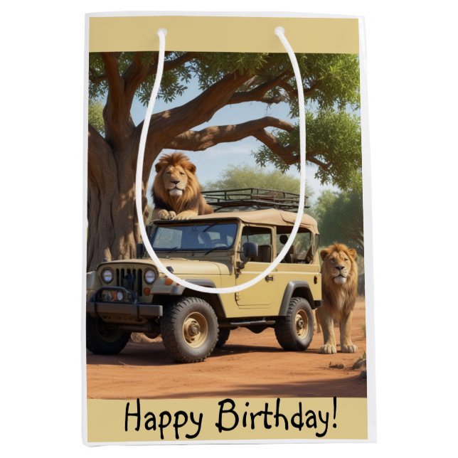 Safari Birthday Mittlere Geschenktüte (Vorderseite)