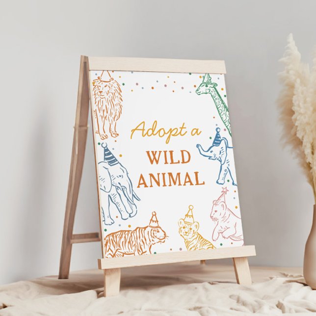 Safari Birthday Party Adopt an Animal Table Sign Poster (Von Creator hochgeladen)
