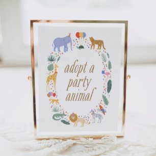 Safari Birthday Party Adoptiere ein Party Tierzeic Poster