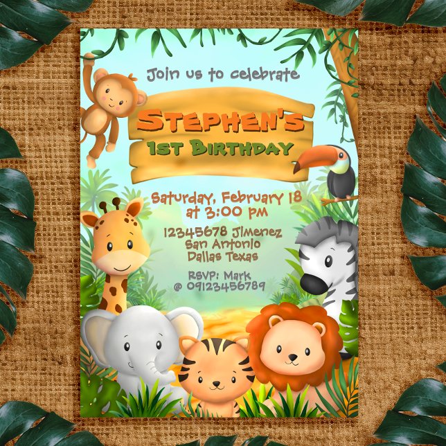 Safari Birthday Party Einladung (Safari Birthday Invitation )