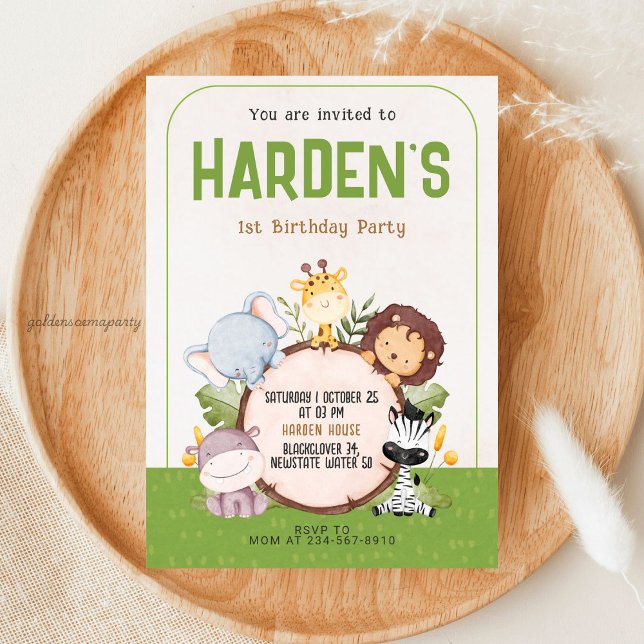 Safari Birthday Party - Jungle Animal Einladung (Safari Birthday Party - Jungle Animal Invitation)