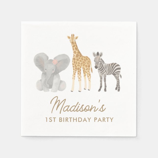 Safari Birthday Party Serviette (Vorderseite)