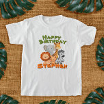 Safari Birthday Party T - Shirt<br><div class="desc">Feiern Sie das Safari-Abenteuer für alle Altersgruppen. Dieses Safari-Shirt ist ein modernes Beispiel für die Wildtierwelt,  die wir Liebe,  das Shirt unterstreicht den Namen des Prominenten,  um eine personalisiertere Touch auf dem Shirt zu bieten</div>