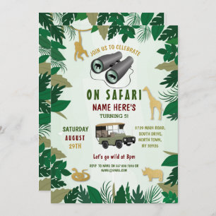 Safari Birthday Party Wilde Tiere Truck Dschungel Einladung