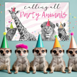 Safari Birthday rufen alle Tiere an Banner