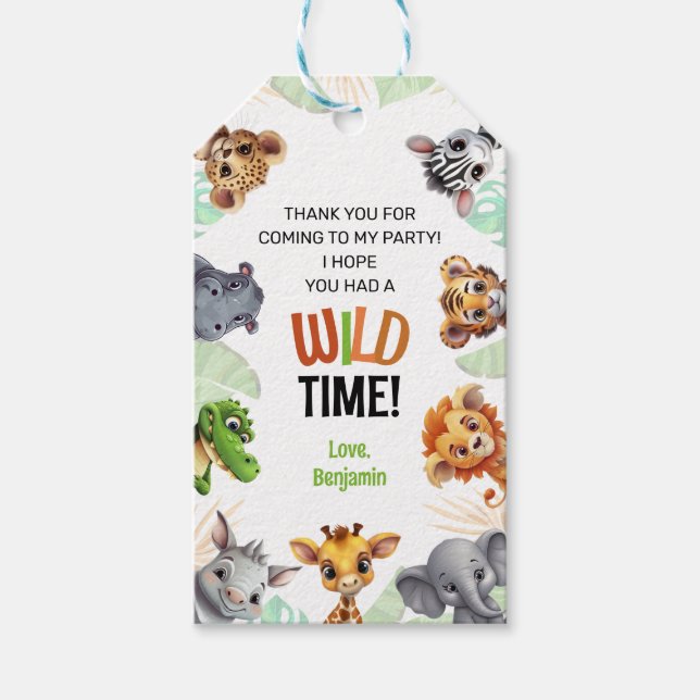 Safari Birthday Wild Time Vielen Dank Geschenkanhänger (Vorderseite)