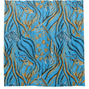 Safari Blau Duschvorhang